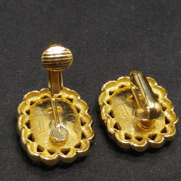 Swarovski S.A.L. Earrings, Purple Crystal Clip Ons, Gold Rope Design, 1970s - Picture 10 of 10